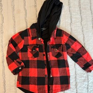 Little Bipsy Red and Black Plaid Hooded Jacket